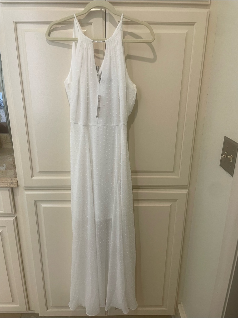 White House Black Market White Swiss Dot Maxi Dress
